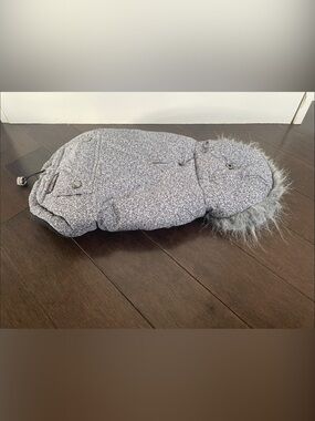 Gray Faux-Fur Trim Dog Winter Puffer Coat